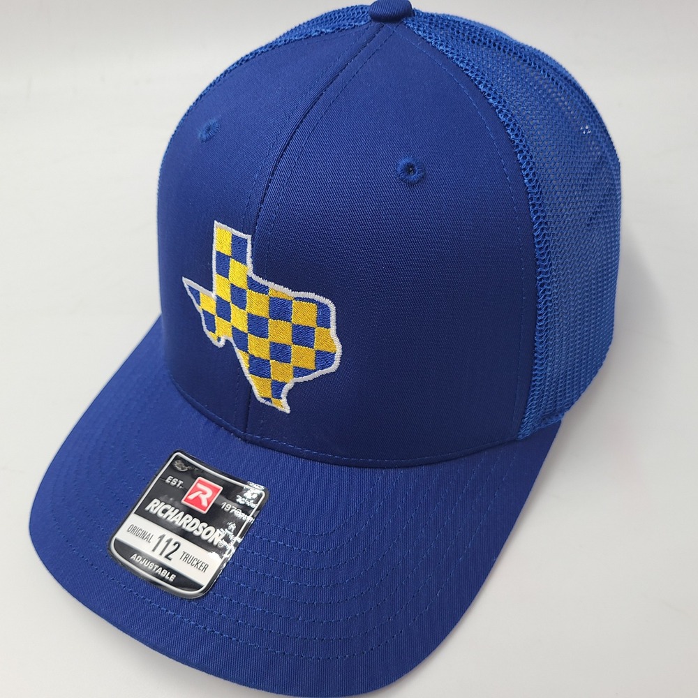 Texas Hat Snapback Trucker Mesh Richardson Blue Yellow State Checkered Flag Men‎